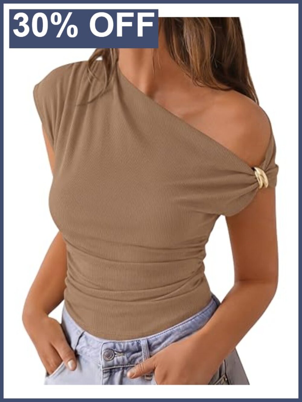 Off Shoulder Crop Top Women Y2K Ribbed Knit Ruched Short Sleeve Summer Tee